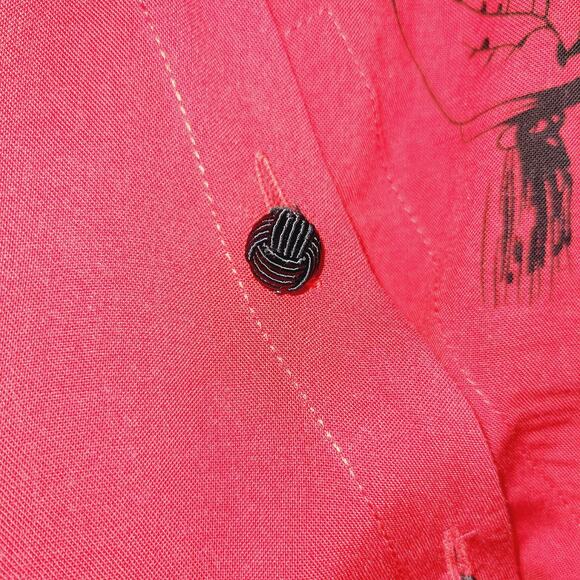 Soft Surroundings Top 3X Red Blouse Wrap Asian Han Character Ball Knot Button - Picture 6 of 14